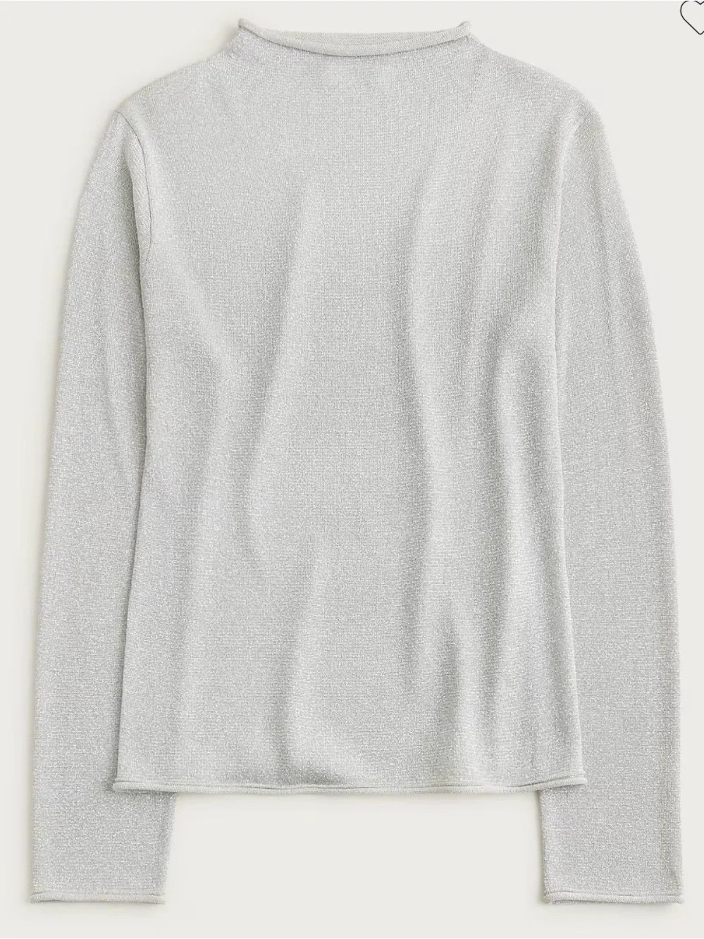 New! J.Crew Metallic Silver Long-Sleeve Mock Neck Top Read